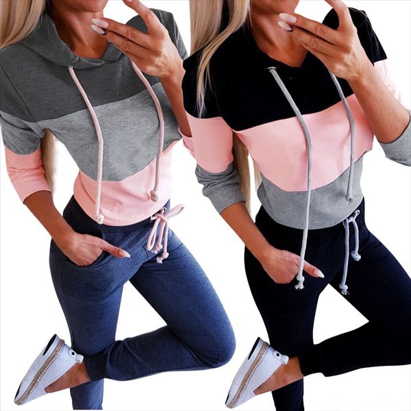 

2019 season color matching hooded characteristic loose long sleeve female 2019 season color matching hooded characteristic loo, White