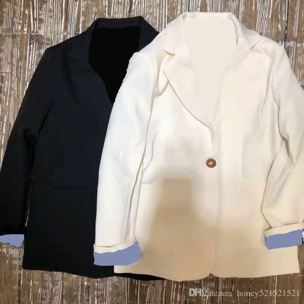 

european new design women's logo letter print inside color block long sleeve scarf patchwork loose plus size blazer suit coat s m, Black;brown