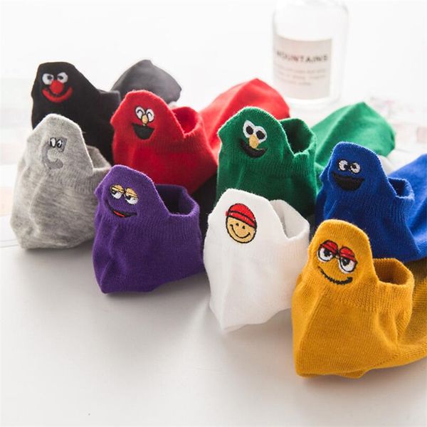 

2019 new arrival man socks cotton summer korean style cartoon socks men's colorful funny short, Black