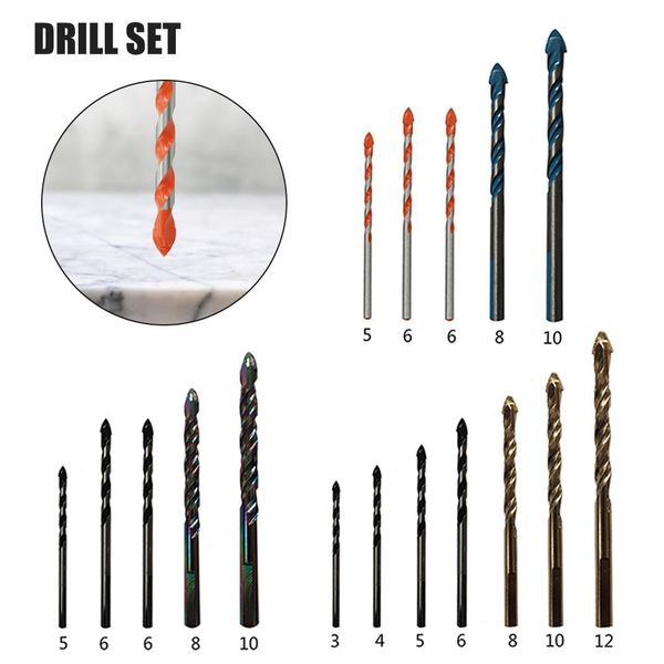 

5 or 7pcs/set handle multifunctional drill bits marble perforator ceramic tile drill triangular-overload shank for ceramic