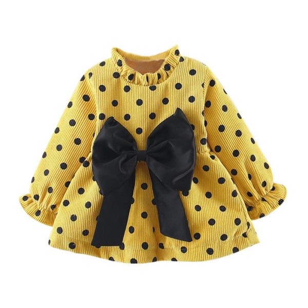 

plus polka dot baby girl dress christmas gift polka dot big bow cute princess dress 6-24m warm christmas, Red;yellow