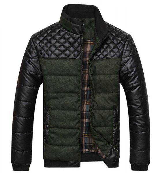 

2019 dropshipping new winter spring thick men's jackets and coats pu patchwork designer fashion mens jackets cotton outerwear, Tan;black