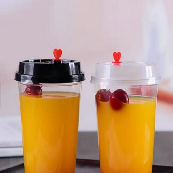 

custom printed cup clear disposable plastic pp u shape juice cup bubble milk tea cup with several type of lid for selection