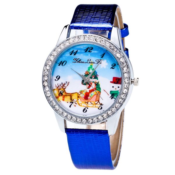 

christmas santa print dial fashion wristwatch casual watches quartz watch for women, Slivery;brown