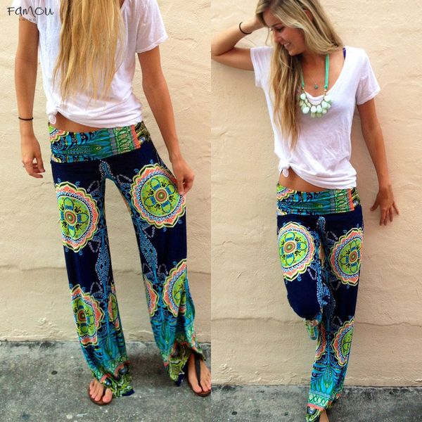 

Wide Casual Leg Long Pants High Waist Elastic Waist Loose Palazzo Trousers Plus Size New Beach Pants