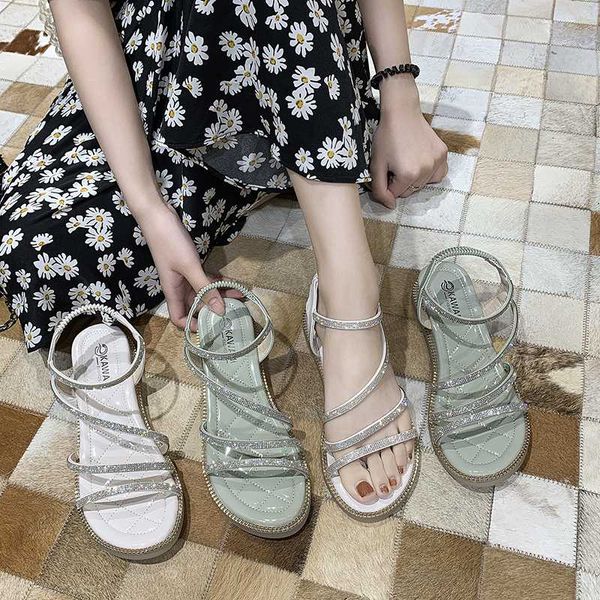 

buckle strap female sandal 2020 summer comfort shoes for women all-match open toe sandals clear heels ladies woman, Black