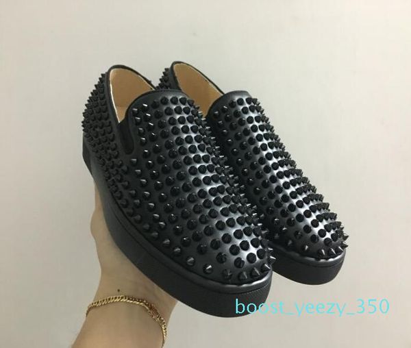 

2019 new wholesale low cut suede spiked toe casual flats red bottom luxury for mens and women party designer sneakers size:36-47 b35, Black