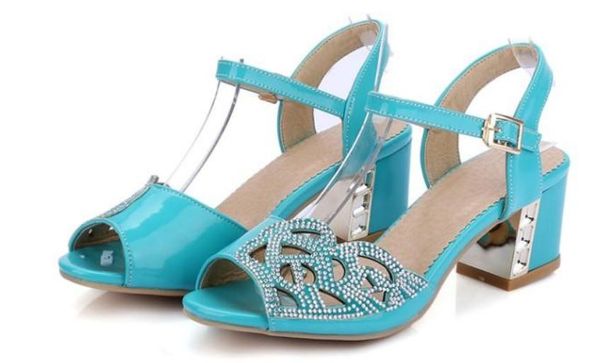 

2019 women's sandals in summer with new style high heel coarse heel @03, Black