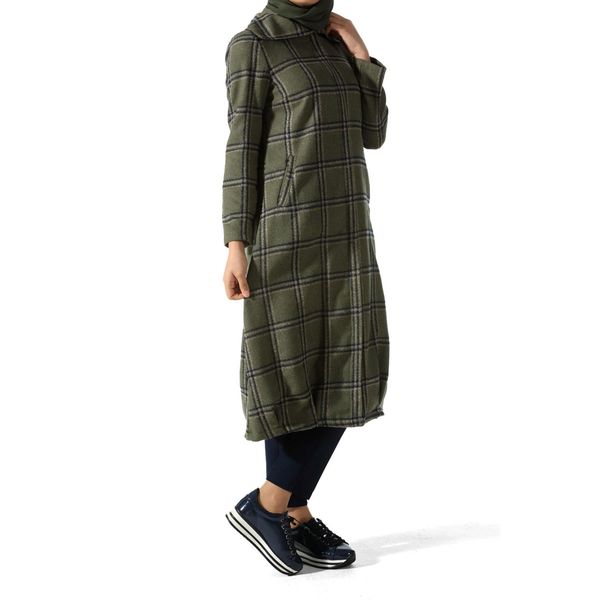 

plaid zippered cachet cape, Black