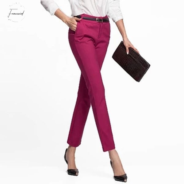 

women trousers work wear casual spring black pencil pants plus size 4xl female slim pants elastic pantalones mujer, Black;white