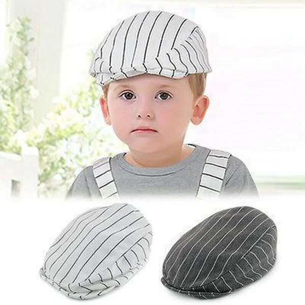 

neborn baby boy beret hat peaked striped cap caps p pgraphy gray white 2colors 1pcs, Yellow