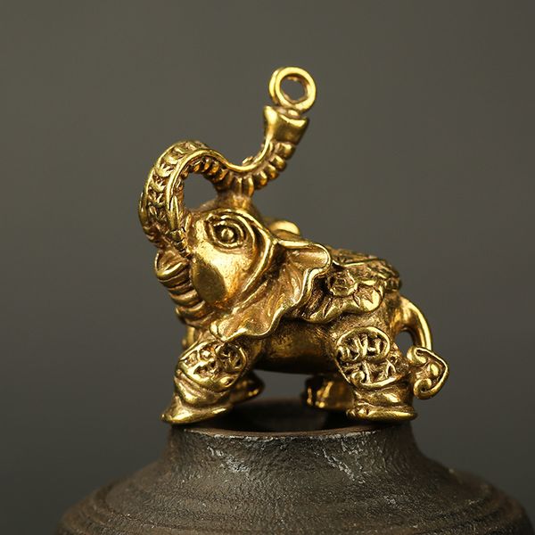 

100% brass solid elephant vehicle key chain cut hand paper bronze ware originality goods of furniture for charms, Bronze;silver