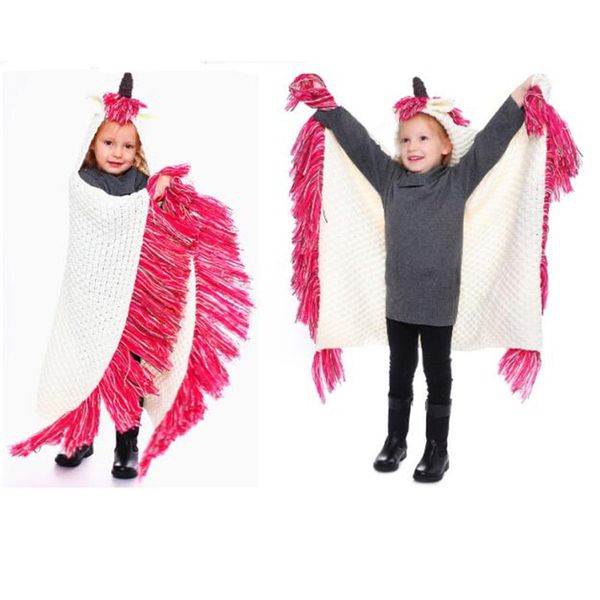 Unicorn Winter Hat Hooded Scarf Earflap Knitted Cap Xmas Gift Kids//Boy//Girl Hot