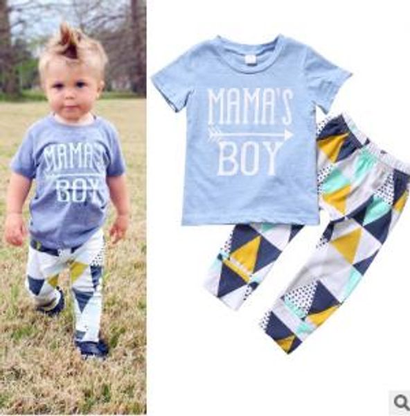 

мальчики письмо тройник + треугольник длинные брюки наряды лето 2019 детские детская одежда для бутик детей мальчиков с коротким рукавом брю, White