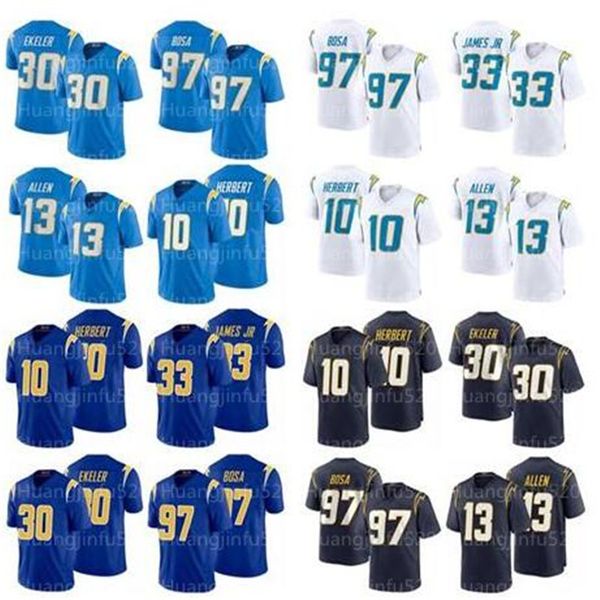 

new men los angeles chargers 33 derwin james 10 justin herbert 30 austin ekeler 13 keenan allen 97 joey bosa football jerseys, Black;red