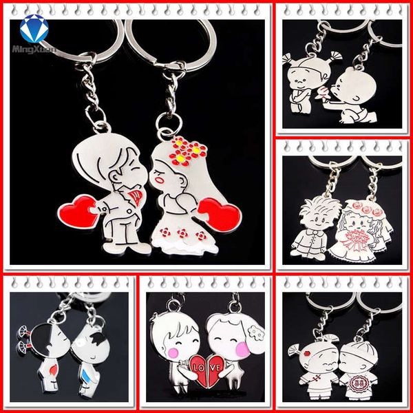 

chains novelty items casual couple love keychain cartoon key chain lovers key ring women wedding jewelry accessory valentines gift