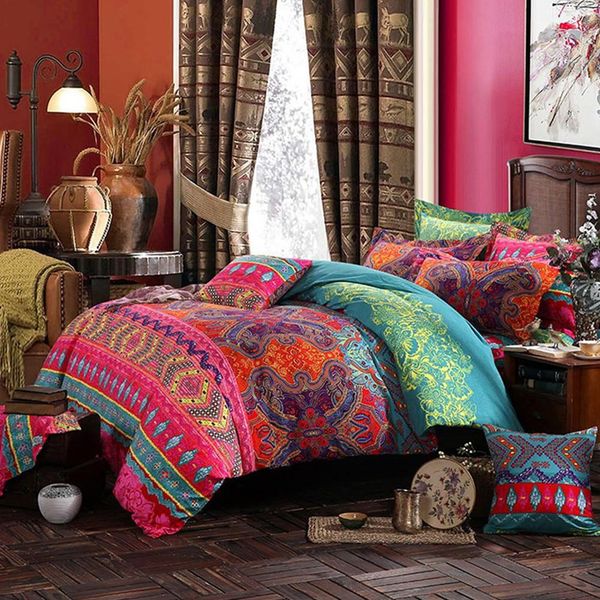 

lanlan 2/3pcs bohemian style printing duvet cover pillowcase bedding set