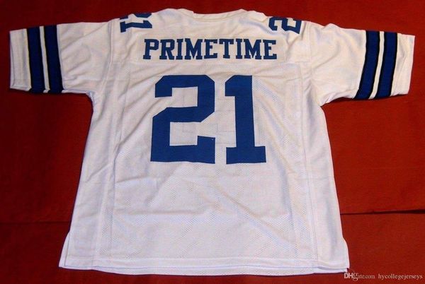 

retro #21 deion sanders custom mitchell & ness jersey prime time white mens stitching s-5xl,6xl football jerseys running, Black;blue