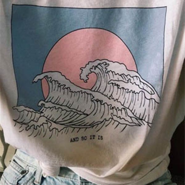 

and so it is ocean wave aesthetic t-shirt women tumblr 90s fashion white tee cute summer casual o neck cool t shirts