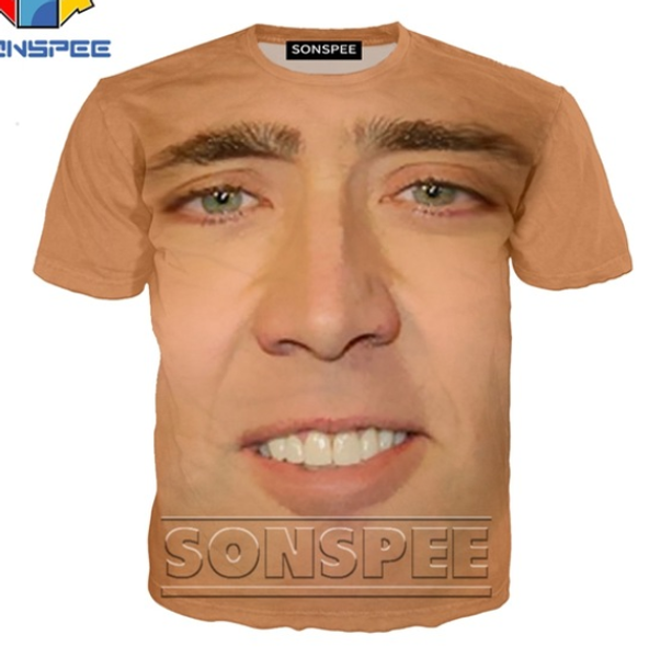 

new unisex николас кейдж сумасшедшие 3d печати смешные t рубашка мужчины женщины моды tshirt harajuku топы tee весёлые рубашки homme tshirt, White;black
