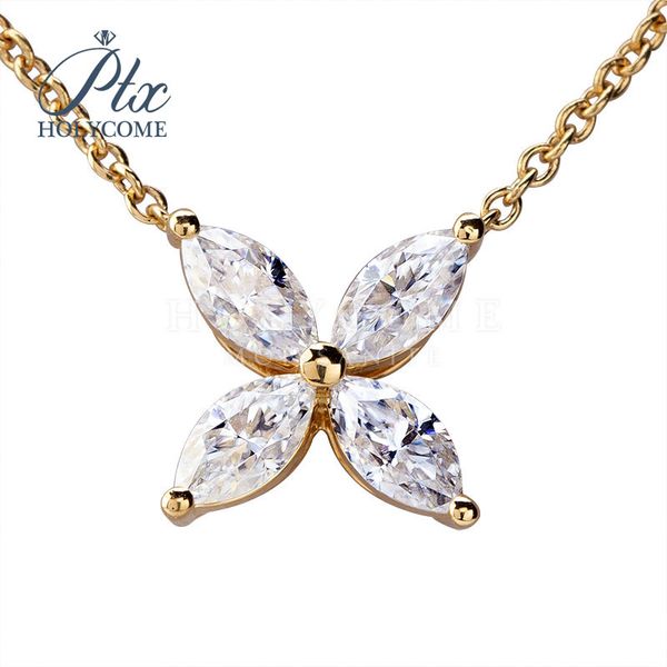 

marquise cut 3x6mm 1ct 18k gold moissanite diamond necklaces for weomen, Silver
