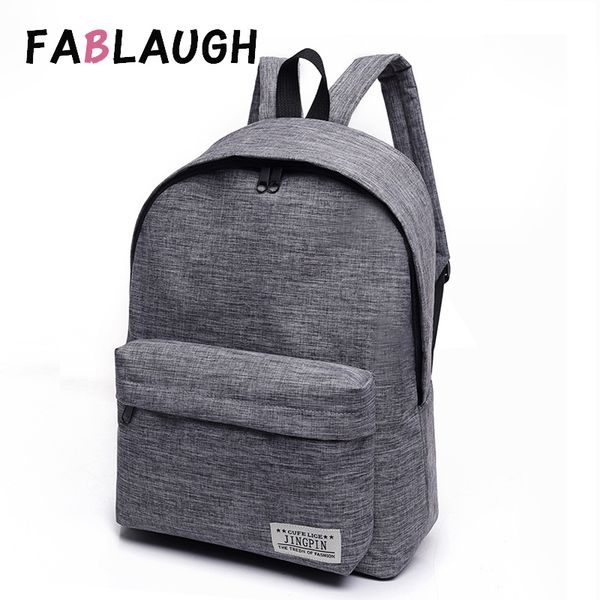 

fablaugh canvas men women backpacks fashion large school bags for teenager boy girls travel lapbackbag mochila rucksack grey