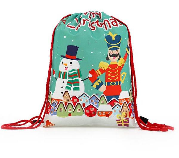 Saco de cordão de Natal Mochila Impressão 3D Embrulho para Presente de Papai Noel Guloseimas Saco Bolsa Esportiva Lembrancinhas Decorações de Festa Personalizar logotipo