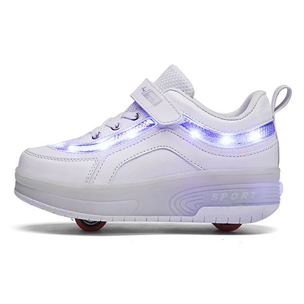 

children two wheels luminous glowing sneakers black pink led light roller skate shoes kids led shoes boys girls usb charging