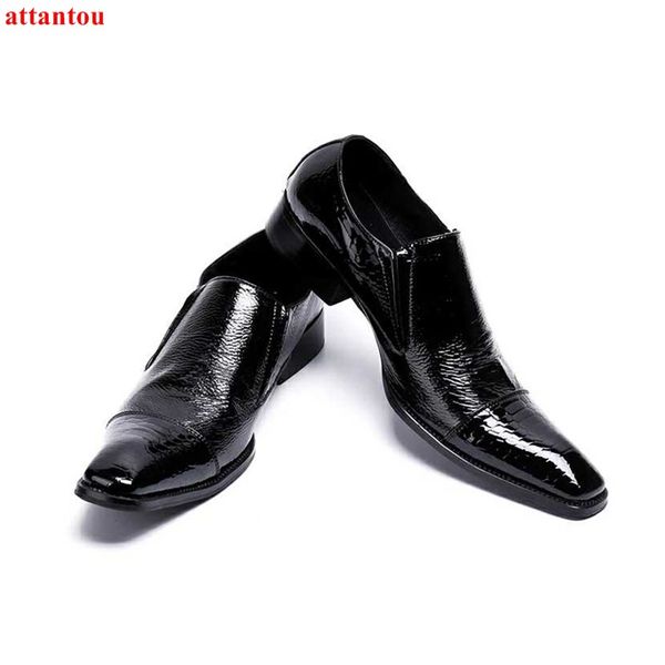 

hot sale autumn square toe men dress shoes black leather shoes male casual slip-on man office feast formal