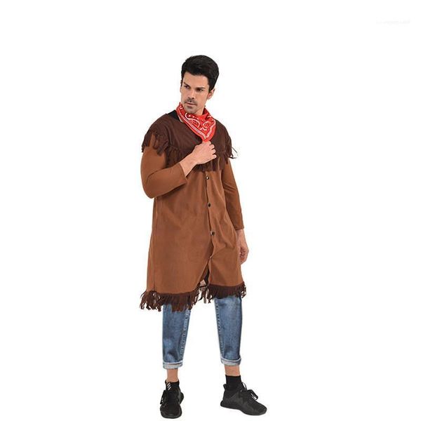 

jacket indians cowboy mens theme costume halloween and fanny dress party cosplay clothes with scarf designer, Black;red