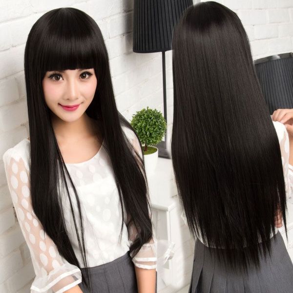Fashion Wig Women Long Straight Hair Fluffy Hairstyle Fake