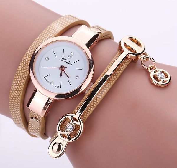 

new luxury leather quartz watch women ladies crystal fashion bracelet metal strap wrist watch clock 8a17, Slivery;brown