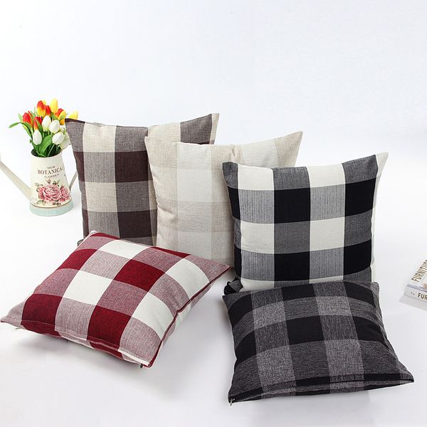 

cushion cover linen blend pillow case plaid lattice sofa bed home decor pillow case decorative cushions for sofa pillowcase