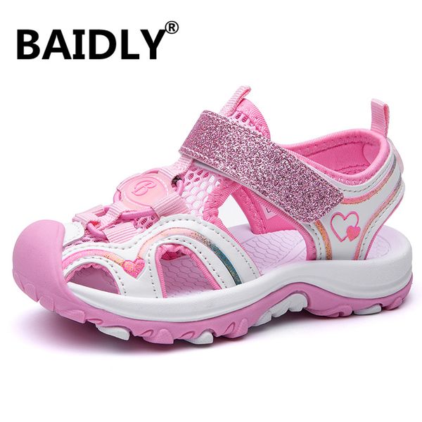

cute summer girls sandals pu leather toddler kids shoes closed toe baby girl shoes orthopedic beach sandals, Black;red