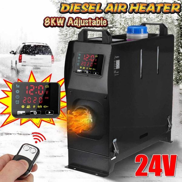 

all in one unit 1 to 8kw 24v car heating tool diesel air heater single hole lcd monitor parking warmer for car truck bus boat rv