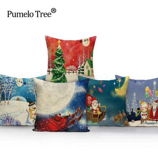 

рождество подушка крышки диван высокого качества красоты 45x 45см vintage олень кровать домашний декор наволочка