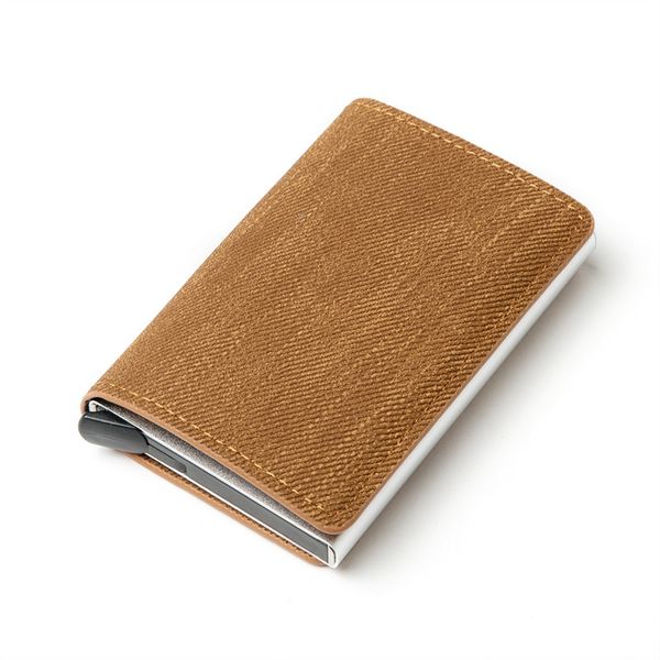 

anti-theft single box denim small wallet 2020 new rfid blocking card holder -up metal id case dropshipping, Red;black