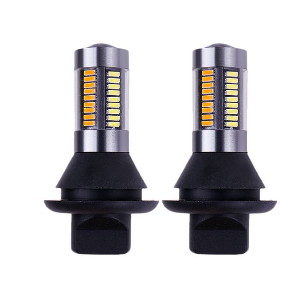 

dhbh-2 pieces led two-color car drl turn signal 12v 66smd 4014 white to yellow with decoder daytime running lights