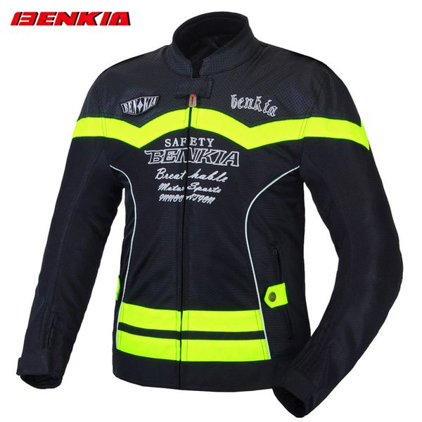 

benkia js55 breathable mesh riding clothes motorcycle jacket motorcycle biker racing suit blouson moto men clothing gray green