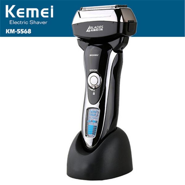 

quick charge kemei shaver electric razor reciprocating 4 blade head shaving men washable rechargeable men's razor trimmer