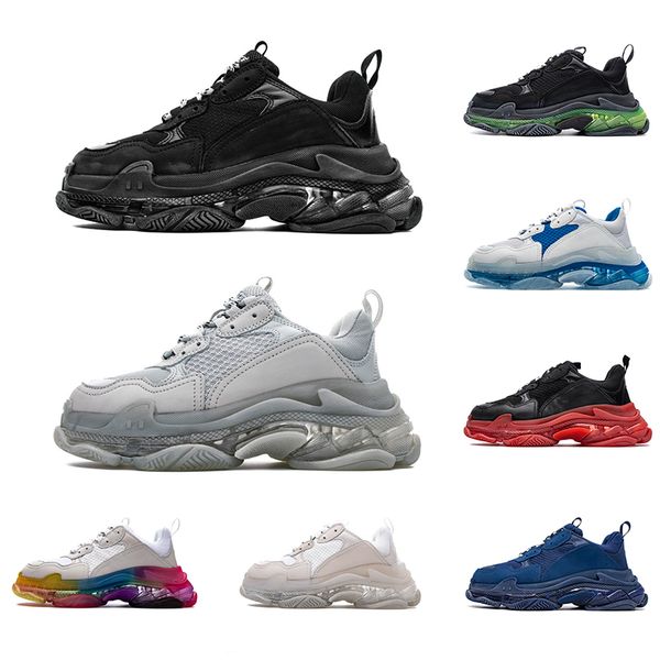 

paris 17fw triple s designer casual shoes old dad sneakers bubble soles mens womens sports size 36-45, Black
