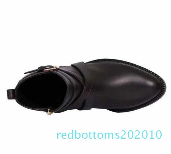 

2019 woman brand real leather pointed flat shoes ankle martin fashion boot eu:35-40 r10, Black