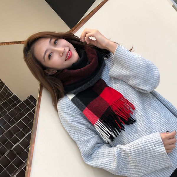 

autumn and winter scarf wild fashion plaid scarves lady's scarf british style literature european and american shawls, Blue;gray