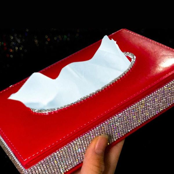 

1pc vehicle-mounted tissue box stylish diamante napkin box multi-purpose facial tissue holder high-grade toilet paper