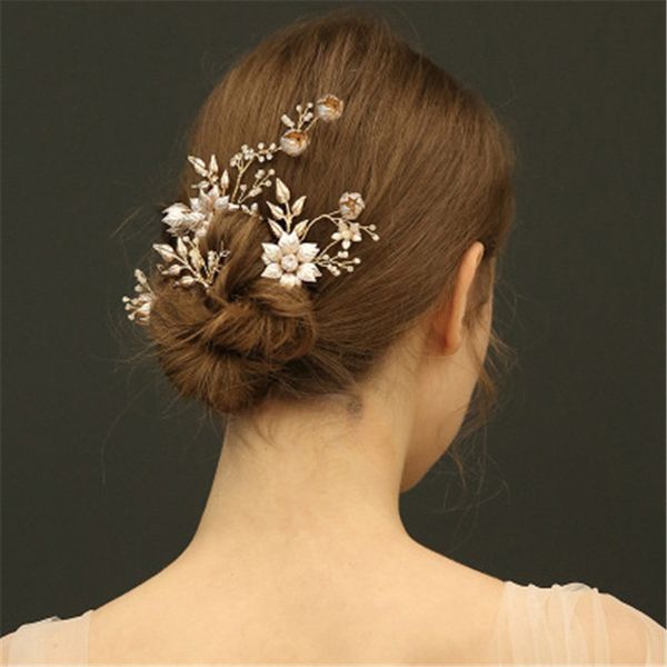 Crystal Rose Wedding Clips For Bride Handmade Bridal Hair Pins