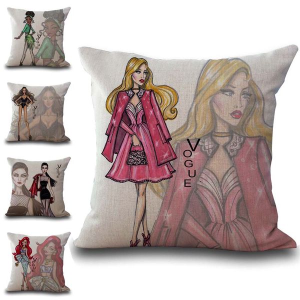 

vogue женщины звезды наволочка подушки крышки белье хлопок бросьте наволочки домашнего декора pillowcover корабля падения pw569