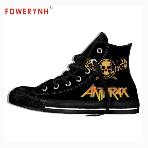 

men walking shoes men's canvas casual shoes anthrax band metal music customize pattern color lace-up leisure flats platform shoe