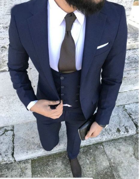 

classic notch lapel wedding tuxedos slim fit suits for men groomsmen suit three pieces prom formal suits (jacket+pants+vest+tie) 649, Black;gray
