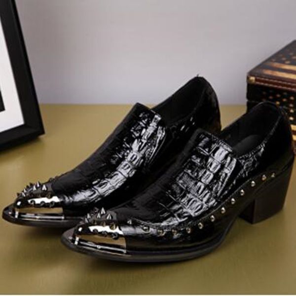 

italian mens shoes brands steel toe pointy shoes mens formal genuine leather loafers zapatos hombre vestir office, Black