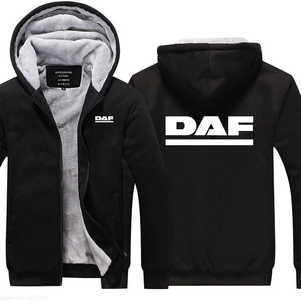 

winter new long-sleeved hoodies male trucker fans daf sweatshirt colors plus velvet coat fleeces thicken coat, Black